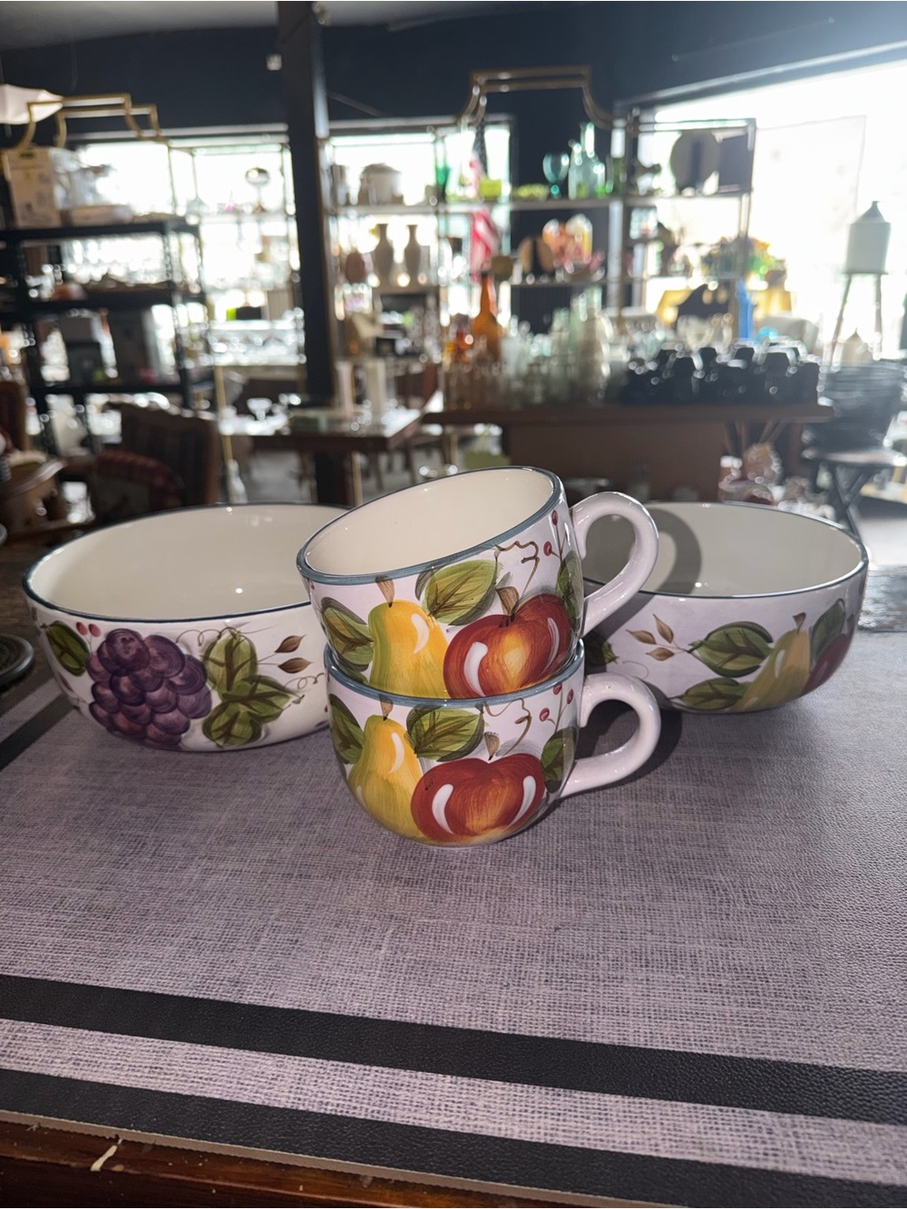 Black Forest fruits dinnerware Hand-Painted Fruit Ceramic Bowl and Mug Set